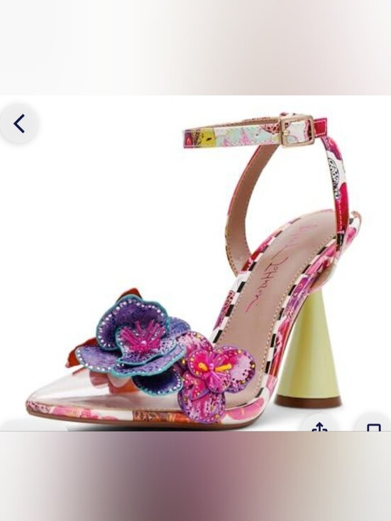 Betsey Johnson Shoes - Betsey Johnson Chelsie 3D Floral Sandal Sculpted Block Heel Pointed Toe 9.5